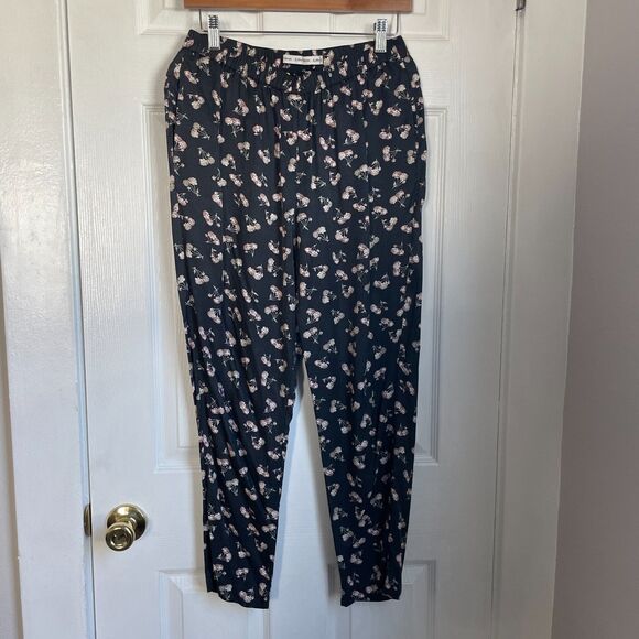 & Other Stories floral navy pants viscose size 6 womens pull on elastic waist - Picture 1 of 7
